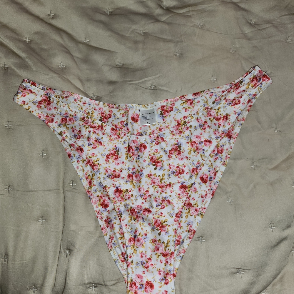 Strawberry Milk Mob White Floral High-Cut Bikini Bottoms